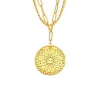 OAUWKEIY Vintage-style double-layered round necklace with twelve-pointed star pattern jewellery pendant necklaces for men women