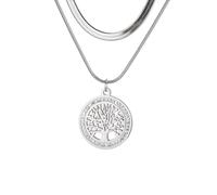 OAUWKEIY Women's Luxury Jewelry Gift: Double-Layer Chain Stacking Necklace with Large Tree Pendant on the Outer Ring jewellery pendant necklaces for men women