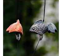 Oavand Set of 2, Japanese Goldfish Bless Small Wind Chimes Outdoor, Iwachu Cast Iron Lucky Temple Wind Bell Memorial Wind Chimes for Outside Good Luck for Garden, Patio, Balcony（Goldfish）