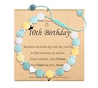 OAVOOK 10 Year Old Girl Birthday Gifts 10th Girls stone Bracelet Sweet Heart girls gifts for Daughter/Granddaughter/Niece/Friends, 10th Birthday, Stone, no gemstone