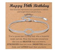 OAVOOK 13th 14th 15th 16th 17th 18th 21st Birthday Gift Ideas Knot Bracelet Birthday Decoration Jewelry, 16th Birthday Gift, Stainless Steel, no gemstone
