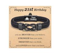 OAVOOK 13th 14th 15th 16th 17th 18th 21st Birthday Gifts for Boys Infinity Leather Bracelets Teen Boys Jewelry for Son, Grandson, Brother, Nephew, 21st Birthday Gifts, Leather, no gemstone