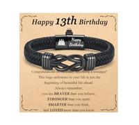 OAVOOK 13th 14th 15th 16th 17th 18th Birthday Gifts for Boys Infinity Leather Bracelets Teen Boys Jewelry for Son, Grandson, Brother, Nephew, 13th Birthday Gifts, Leather, no gemstone