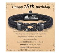 OAVOOK 13th 14th 15th 16th 17th 18th Birthday Gifts for Boys Infinity Leather Bracelets Teen Boys Jewelry for Son, Grandson, Brother, Nephew, 18th Birthday Gifts, Leather, no gemstone