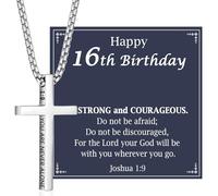 OAVOOK 16th Birthday Gifts for Teen Boys 16 Year Old Boys Cross Necklaces Christian Gifts for Son, Grandson, Nephew, Brother