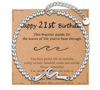 OAVOOK 21st/30th/40th/50th/60th/70th Birthday Gifts for Women Wave Bracelet for Her for Daughter, Mom, Aunt, Grandma, Sisters, Friends, 21st Birthday Gifts, Stainless Steel, no gemstone