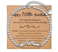 OAVOOK 21st/30th/40th/50th/60th/70th Birthday Gifts for Women Wave Bracelet for Her for Daughter, Mom, Aunt, Grandma, Sisters, Friends, 70th Birthday Gifts, Stainless Steel, no gemstone