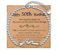 OAVOOK 21st/30th/40th/50th/60th/70th Birthday Gifts for Women Wave Bracelet for Her for Daughter, Mom, Aunt, Grandma, Sisters, Friends, 50th Birthday Gifts, Stainless Steel, no gemstone