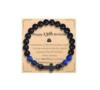 OAVOOK 8th 9th 10th 13th 14th 15th 16th 17th 18th 21st 30th Birthday Gifts for Boys Cross Bracelets for Son/Grandson/Brother/Nephew, 13th Birthday Gifts, Stone, no gemstone