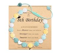 OAVOOK 8th Birthday Gifts for girls 8 Year Old Beaded Bracelet Sweet Heart gifts for Daughter/Granddaughter/Niece/Friends, 8th Birthday, Stone, no gemstone