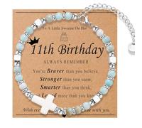 OAVOOK 9th, 10th, 11th, 12th, 13th Birthday Gifts for Girls Cross Bracelets Teen Girls Jewelry for Daughter, Granddaughter, Niece, 11th Birthday Gift, no gemstone
