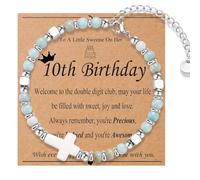 OAVOOK 9th, 10th, 11th, 12th, 13th Birthday Gifts for Girls Cross Bracelets Teen Girls Jewelry for Daughter, Granddaughter, Niece, 10th Birthday Gift, no gemstone