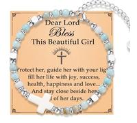 OAVOOK Christian Gifts for Women Cross Bracelets for Teen Girls Religious Prayer Jewelry for Her, God bless, Allloy, no gemstone