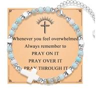 OAVOOK Christian Gifts for Women Cross Bracelets for Teen Girls Religious Prayer Jewelry for Her, Pray on it, Allloy, no gemstone