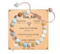 OAVOOK Christian Gifts for Women Religious Baptism Jesus Bracelets for Mom, Daughter, Sister, Grandma, Granddaughter, Friend, Yare Chosen, Stone, no gemstone
