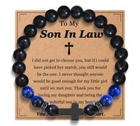 OAVOOK Cross Bracelet Gifts for Teen Boys, Men Birthday Christmas Fathers Day Baptism Gifts Christian Jewelry, Gift for Son in Law, Stone, no gemstone