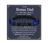 OAVOOK Fathers Day Gift for Bonus Dad, Stepdad, Grandpa, Daddy, Boyfriend's Dad Beaded Bracelet for Him on Birthday, Christmas, Bonusdad Gift, No Metal, no gemstone