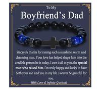 OAVOOK Fathers Day Gift for Bonus Dad, Stepdad, Grandpa, Daddy, Boyfriend's Dad Beaded Bracelet for Him on Birthday, Christmas, Boyfriend's Dad Gift, No Metal, no gemstone