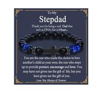 OAVOOK Fathers Day Gift for Bonus Dad, Stepdad, Grandpa, Daddy, Boyfriend's Dad Beaded Bracelet for Him on Birthday, Christmas, Stepdad Gift, No Metal, no gemstone
