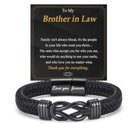 OAVOOK Gifts for Teen Boys, Men Leather Bracelets Braided Cuff Infinity Knot Jewelry for Birthday, Christmas, Fathers Day, Wedding, Brother-in-law Gifts, Stainless Steel, no gemstone
