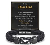 OAVOOK Gifts for Teen Boys, Men Leather Bracelets Braided Cuff Infinity Knot Jewelry for Birthday, Christmas, Fathers Day, Wedding, Dad Gifts, Stainless Steel, no gemstone