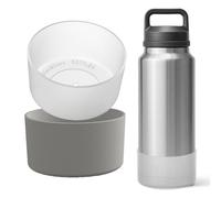 OAWEEN 2 pcs Silicone Boot for YETI Rambler Water Bottle 36 46 oz Bottom Diameter from 3.55" to 3.93" Anti-Scratch Protective Sleeve Anti-Slip Clear Cover Outdoor Use Accessories, Gray