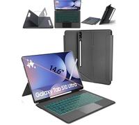 OAWEEN for Samsung Galaxy Tab S10 Ultra Keyboard Case 14.6", S Pen Holder, 7 Color Backlit Keyboard with Trackpad Detachable Sleeve Cover with Adjustable Viewing Angle Stand for Tablet S9 Ultra