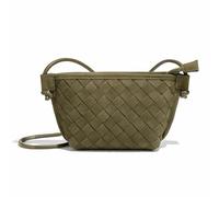 OAYAO Mini Woven Crossbody Purse Clutch For Women Faux Suede Tiny Shoulder Bag with Wrist Strap, Green, S, Mini Woven Suede Clutch