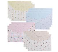 Oaygat 12 Packs A4 Plastic File Folder envelopes Plastic File Folder Popper Wallet Document Bag Envelope with Button Card Slots Envelope for School Office Home