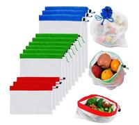 Oaygat 12 Pcs Reusable Mesh Produce Bags Drawstring Vegetable Bags Mesh Organizer Bags Washable Grocery Bags with Drawstring Durable Shopping Storage Bags for Fruits and Veggies Eco-Friendly Mesh Bags