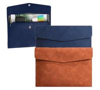 Oaygat 2pc A4 File Folders Organizer Leather Envelope Travel Document Folder Portfolio for Documents Business Document Holder Agenda Organizer Folder with Magnetic Closure