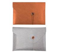 Oaygat 2pc A4 PU Leather Document Folders Leather Document Holders with Button Strap File Folders Organizer Envelope Documents iPad Laptop Stationery Bag Travel Portfolio File Envelope File Holder