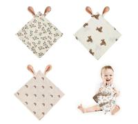 Oaygat 3 Packs Baby Comforters Rabbit Baby Blanket Soft Cotton Comforter Security Blanket Babys Snuggle Blankets Newborn Touch Tag Blankets Babys Sleeping Toy for Infant Toddler Boys and Girls