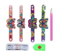Oaygat 4 Pcs DIY Diamond Painting Bracelet DIY Diamond Art Bracelet Kit 5D Diamonds Art Painting Bracelets DIYs Diamonds Wristbands Stickers Kit Colorful Dot Diamondd Friendship Bracelets for Kids