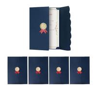 Oaygat 5 Pcs Bronzing A4 Diploma Cover Three-fold Certificates Cover Citizenship and Marriage Recognition Folders Gold Border Graduation Diploma Holder Blue and Gold Diploma Cover