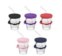 Oaygat 5 Pcs The Original Drink Cover Scrunchie Breathable Portabl Cover Scrunchies for Alcohol Protection, Polyester Drink Protector Nightcap with Straw Hole for Girls Women Bar Club Party