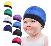 Oaygat 8 Pieces Wave Cap Kids Children's Satin Wave Cap Elastic Beanie Caps Soft Baby Infant Caps Breathe Beanie Hat Sports Wicking Running Hat for Baby Boys Girls Infant 3-8 Years Old