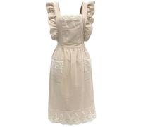Oaygat Chef Apron Adjustable Ruffle Cotton Apron Casual Kitchen Apron with 2 Pocket 84cm Classic Gardening Cooking Apron Work Pinafore for Women Ladies Cooking Baking Gardening Home Kitchen Restaurant