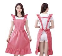 Oaygat Kitchen Chef Apron Tabards for Women with 2 Pockets Wrap Around Vintage Aprons Adjustable Cooking Apron Casual Bib Pinafore Ladies Ruffle Pinny Cotton Pinafore Aprons for Baking Home Kitchen