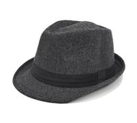 Oaygat Men Fedora Trilby Hat Short Brim Jazz Cap Elegant Winter Panama Bowler Hat Classic Vintage Style Gentleman Party Gangster Cap 56-58CM for Travel Beach Party Outdoor Grey