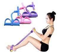 Oaygat Multifunction Resistance Training 4 Tube Elastic Pull Rope Abdominal Exerciser with Foot Pedal Sit Up Strength Trainer for Home Gym Fitness Yoga,Slim,Bodybuilding Workout Band for Women/Men