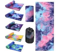 Oaygat Yoga Mat Towel Tie-Die Non Slip Hot Yoga Towel with Grip Dots 24" x72" Quick Dry Yoga Blanket Sweat Absorbent Microfiber Yoga Mat Towel Fitness Yoga Towel with Mesh Carry Bag