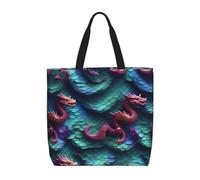 OAZCVBNN 3d Magical Dragon Scales Pattern Print Extra-Large Tote Organizer Bag For Women Men Lightweight Reusable Shoulder Tote