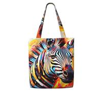 OAZCVBNN Abstract Animal Zebra Print Canvas Shoulder Bag Large Capacity Reusable Tote Foldable Office Travel Picnic