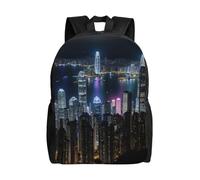 OAZCVBNN Aerial Night Of View Hong Kong Print Double Shoulder Backpack Lightweight Water-Resistant Unisex Bag Travel Outdoor