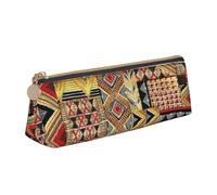 OAZCVBNN African Textile Patchwork Print Leather Pencil Case Stylish Pouch School Travel Makeup Organization Lightweight
