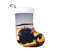 OAZCVBNN Aircraft Plane At Sunset Print Christmas Stocking Festive Xmas Plush Socks Holiday Ornament Family Hanging Decor