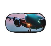OAZCVBNN Airplane in The Evening Lights Print Lightweight Convenience Pencil Bag School Students Pen Case Makeup Travel Boy Girl