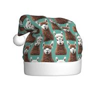 OAZCVBNN Alpaca Llama Print Santa Cap for Adults Christmas Hat Holiday Headwear for New Year Celebrations Party