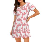 OAZCVBNN Alpaca Llama Print Skin Friendly Sleepwear Softness Stretch Pyjamas Leisurely Walks Shopping Trips Black